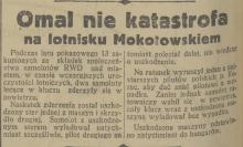 Omal nie katastrofa, 1936