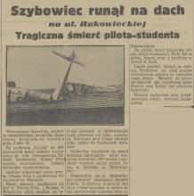 Katastrofa szybowca, 1936