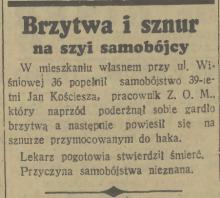 Brzytwa i sznur, 1936
