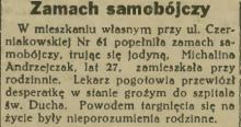 Samobójstwo. Czerniakowska 61. 1936