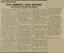 Poezja zapomnienia, 1936