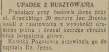 Upadek z rusztowania, 1936