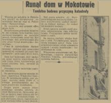 Runął dom, 1936