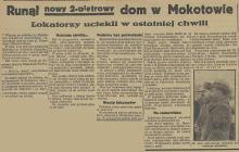 Runął nowy dom, 1936