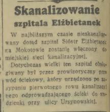 Skanalizowanie szpitala, 1936