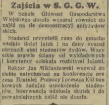 Zajścia w SGGW, 1936