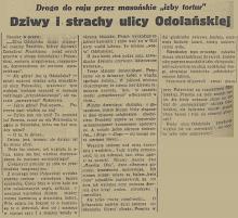 Dziwy i strachy Odolańskiej. Opis ulicy. 1936