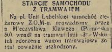 Starcie samochodu z tramwajem, 1936