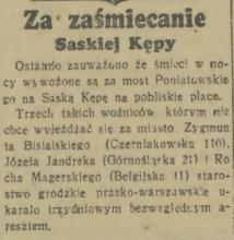 Co ze śmieciami? Nielegalne wywożenie na Saską Kępę. 1936.