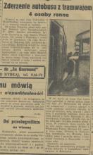 Zderzenie autobusu z tramwajem na Puławskiej. 1936.