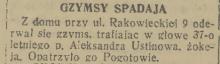 Gzymsy spadają, 1936