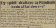 Czy ogródki będą zlikwidowane? 1937