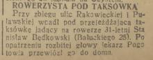 Rowerzysta pod taksówką, 1937