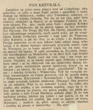 Pan Krzykała, 1937