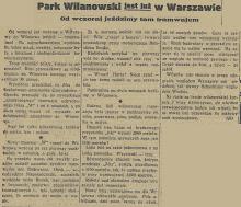 Tramwaj do Wilanowa, 1937