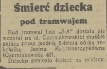 Śmierć dziecka, 1937