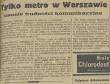 Tylko metro, 1937