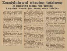 Zasztyletował teściową, 1937