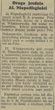 Druga jezdnia, 1937