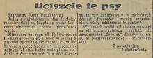 Uciszcie te psy, 1937