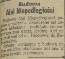 Budowa Alei Niepodległości, 1937