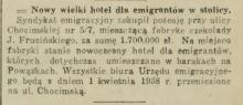 Hotel dla emigrantów, 1937