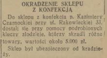 Okradzenie sklepu, 1937