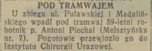 Pod tramwajem, 1937