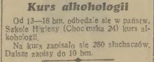 Kurs alkohologii, 1937