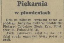 Piekarnia w płomieniach, 1938