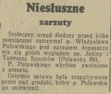 Niesłuszne zarzuty, 1938