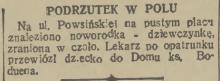 Podrzutek w polu, 1938