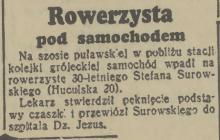 Rowerzysta pod samochodem, 1938