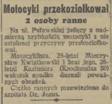 Motocykl przekoziołkował