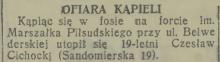 Ofiara kąpieli, 1938