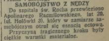 Samobójstwo z nędzy, 1938