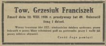 Zmarł Grzesiuk, 1938