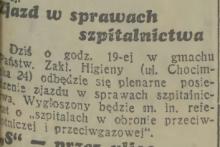 W sprawach szpitalnictwa, 1938