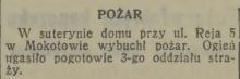Pożar w suterynie, 1938