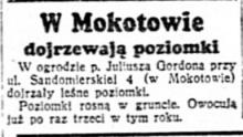 Tam gdzie rosną poziomki, 1938