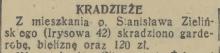 Kradzież garderoby, 1938