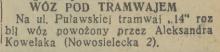 Wóz pod tramwajem, 1938