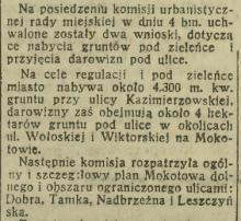 Zakup gruntów pod zieleńce, 1939