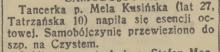 Samobójstwo tancerki, 1939