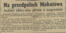 Przedpola pod ostrzałem. Zbieranie plonów. 1939