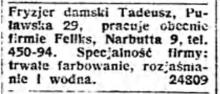 Fryzjer damski Tadeusz, 1941
