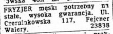 Fryzjer potrzebny, 1944