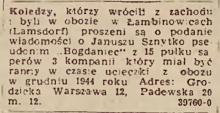 Koledzy proszeni, 1947
