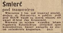 Śmierć pod tramwajem, 1948