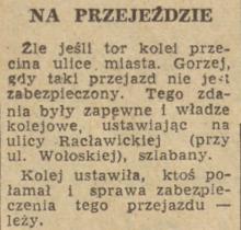 Na przejeździe, 1958